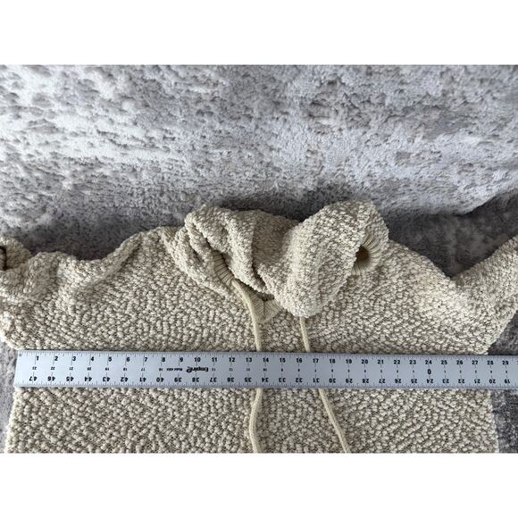 Pol Size L Outdoor Drawstring Hooded Sweater Ivory Long Sleeve V Neck - Picture 4 of 8